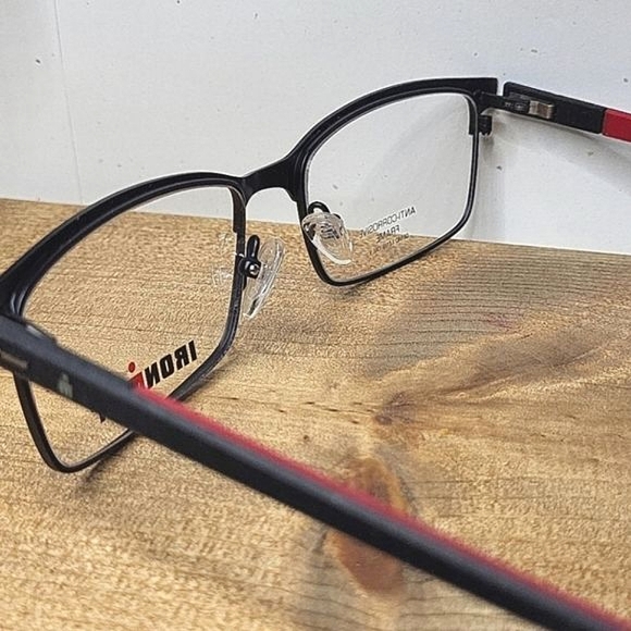 NEW ANTI-CORROSIVE Ironman Eyeglass Frame, Rx'able, red black full rim 55-17-140 - Picture 4 of 6